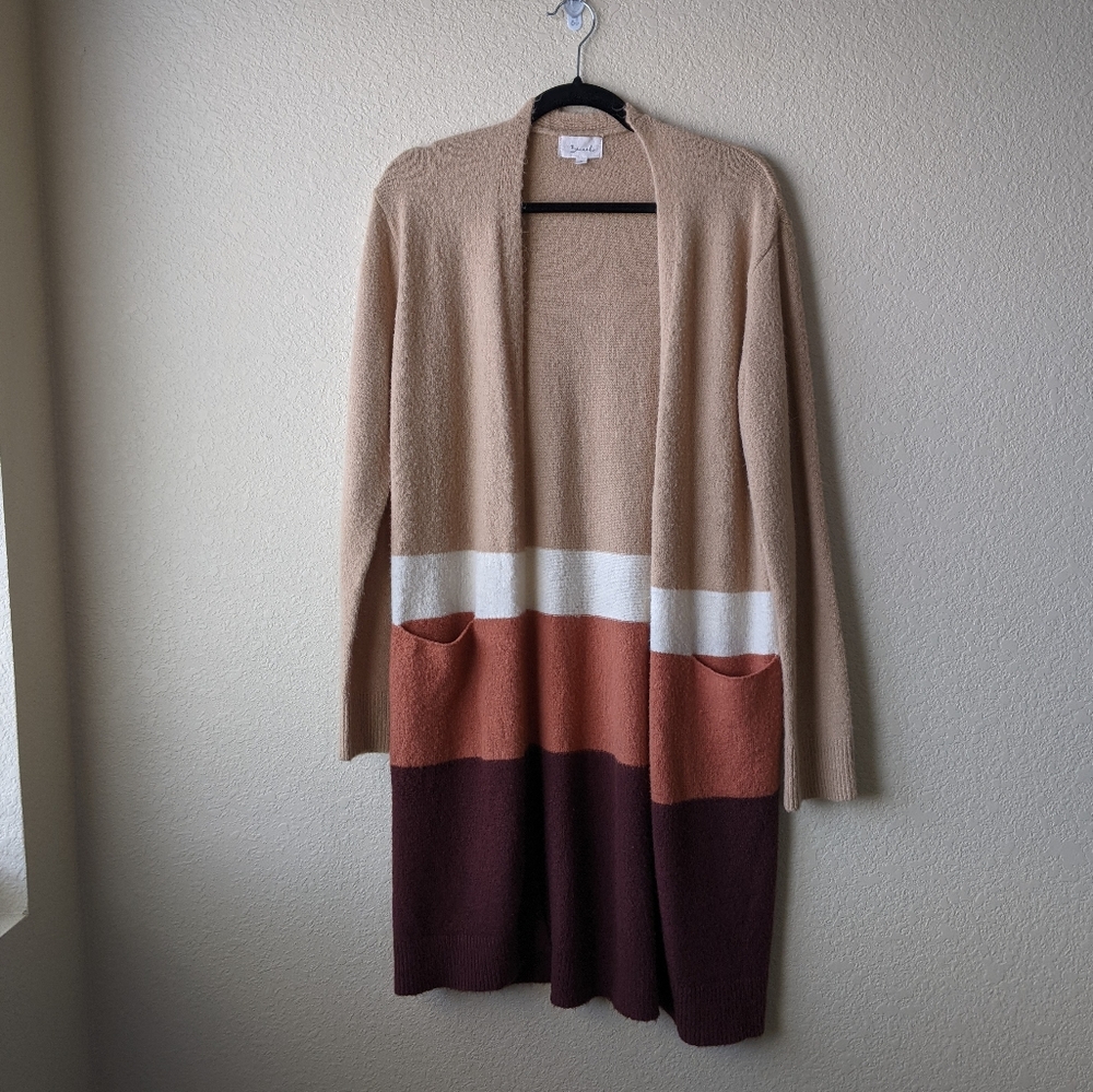 Becaal M color block duster cardigan sweater